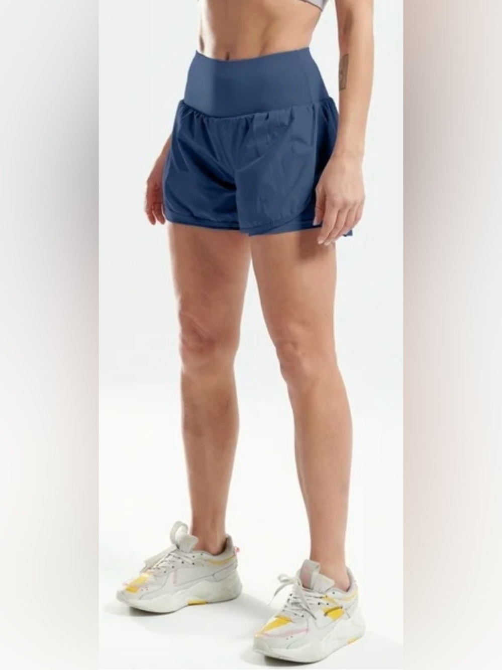 Cadmus 2 in 1 Workout Women's High-Waist Navy Athletic Shorts